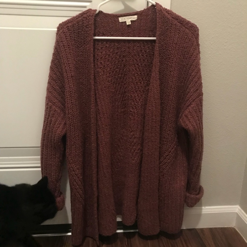 Red oversized cardigan